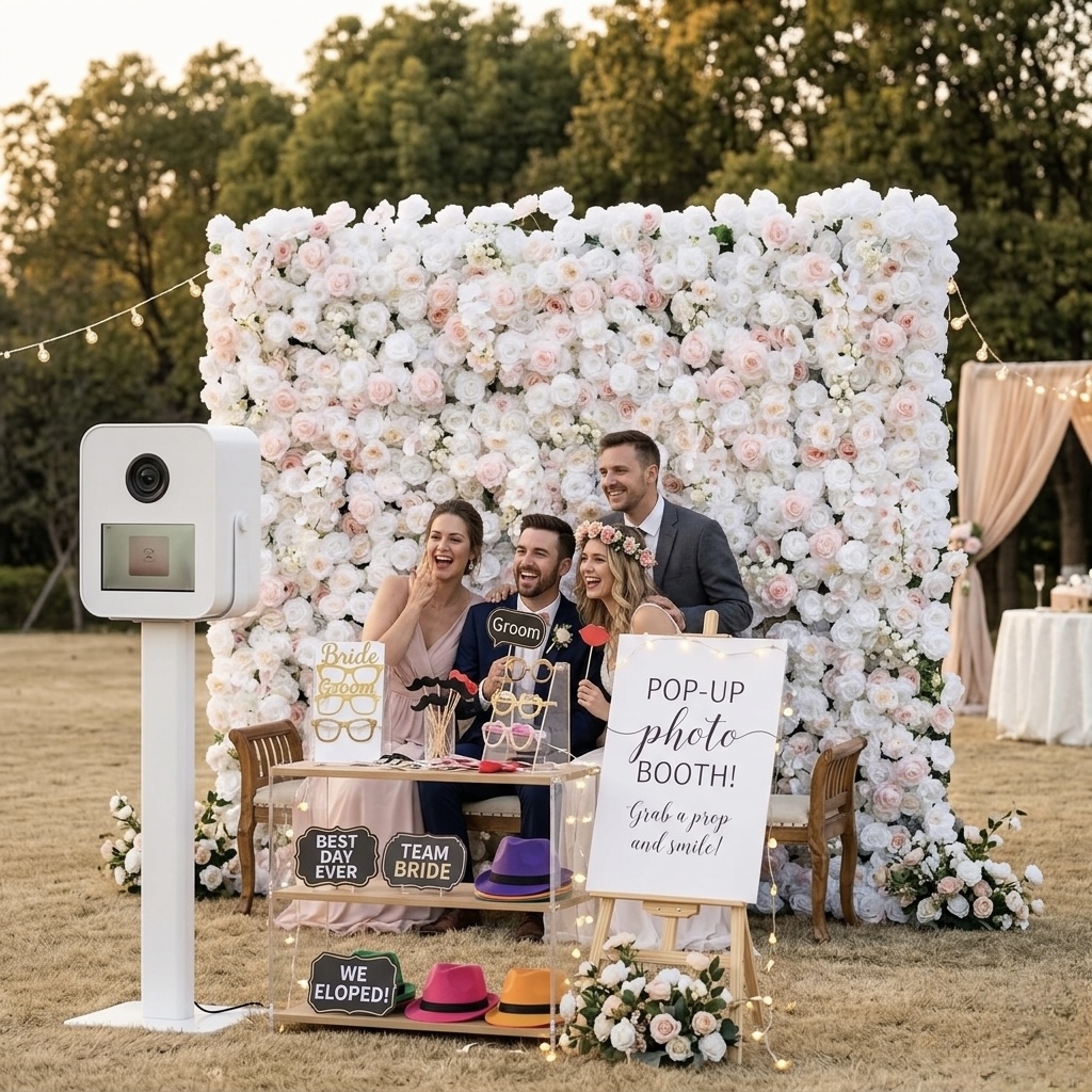 Flower wall backdrop at wedding DFW